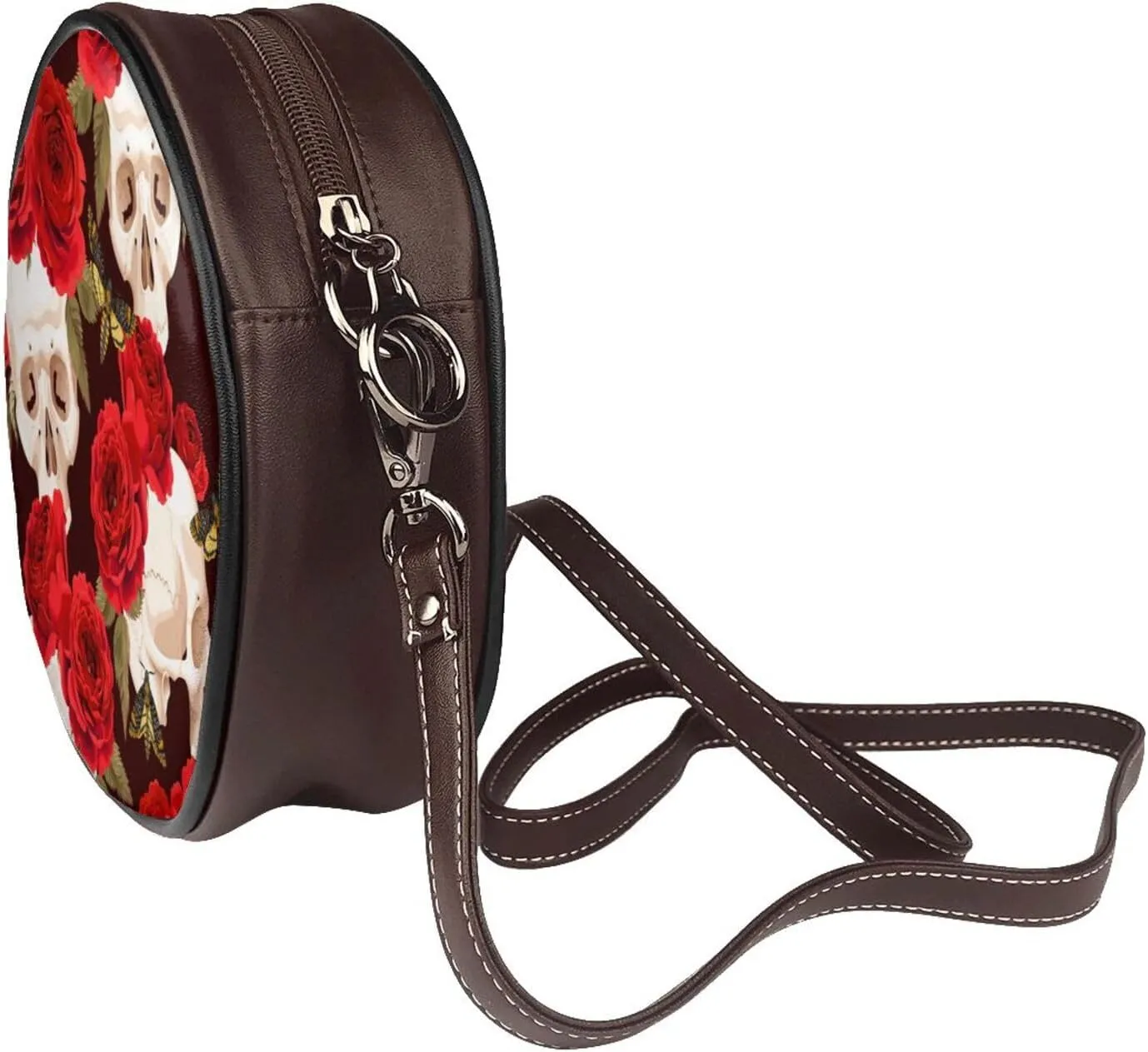 Crossbody Purse for Women, PU Leather Round Crossbody Bag, Mini Purses Handbags with Strap Zipper