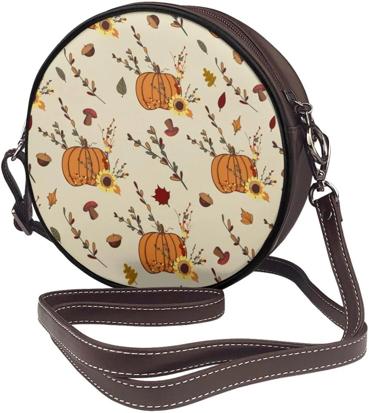 Crossbody Purse for Women, PU Leather Round Crossbody Bag, Mini Purses Handbags with Strap Zipper