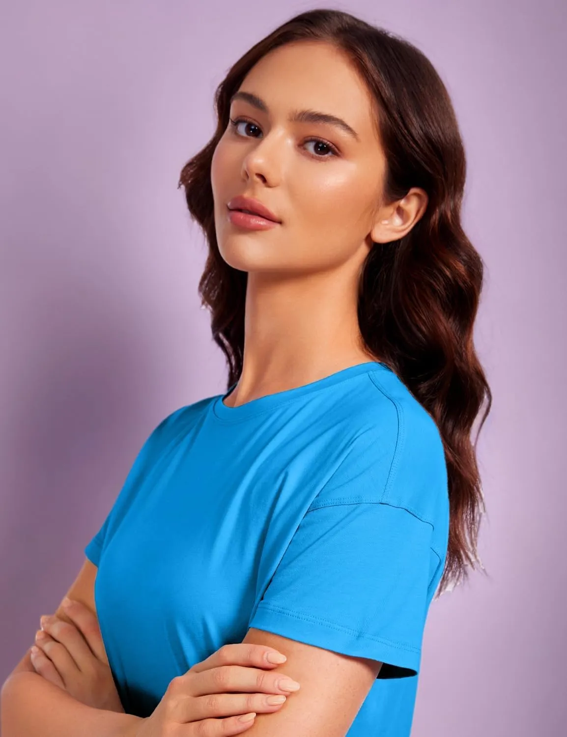 CRZ YOGA Pima Cotton Short Sleeve Workout Tops for Women Loose Basic T-Shirts Athletic Gym Casual Shirts