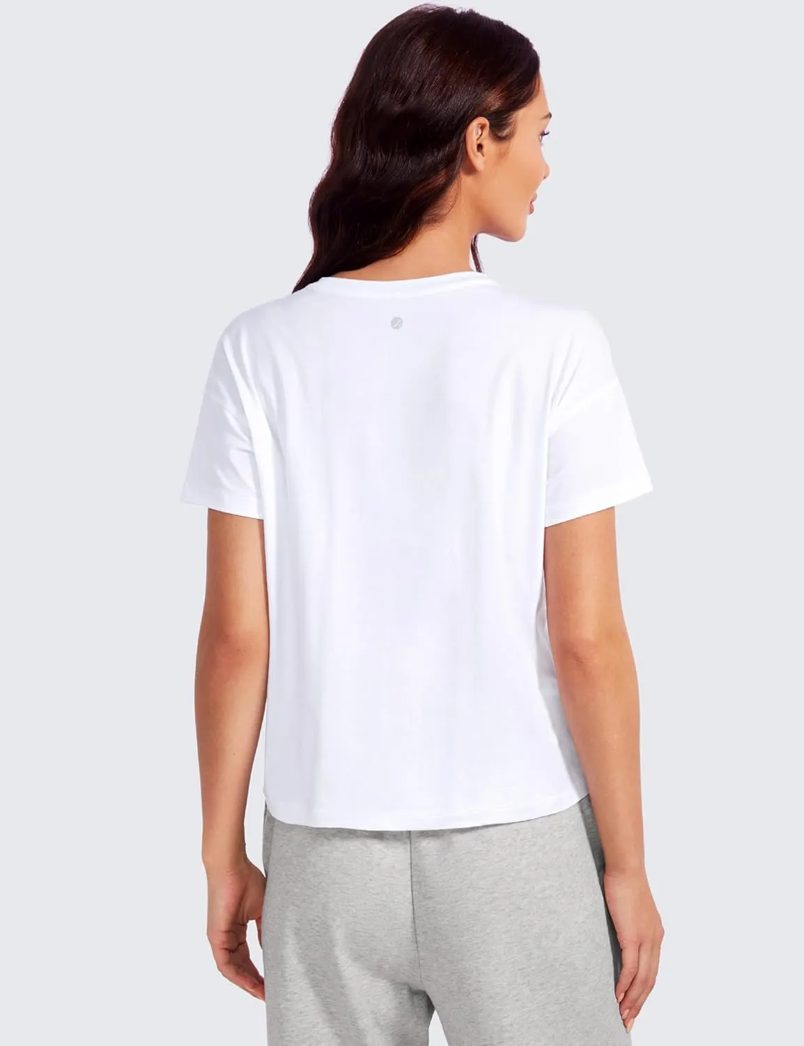 CRZ YOGA Pima Cotton Short Sleeve Workout Tops for Women Loose Basic T-Shirts Athletic Gym Casual Shirts