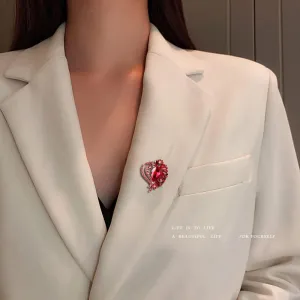 Cubic Zirconia Heart Brooches for Women Men Rhinestone Lapel Pins Dress Hat Bag Suit Tie Accessories Elegant Brooch Promise Love Wedding Dangcing Party Ceremony Banquet Decoration Girlfriend