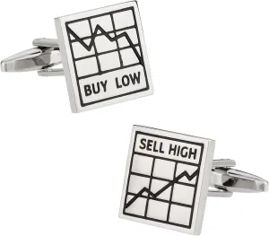 Cuff-Daddy Buy Low Sell High Finance Financial Broker Cufflinks with Presentation Box