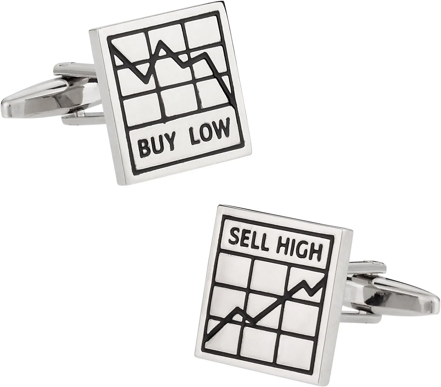 Cuff-Daddy Buy Low Sell High Finance Financial Broker Cufflinks with Presentation Box