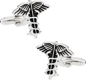 Cuff-Daddy Caduceus Doctor Physician Surgeon Nurse RN Medical Medicine Cufflinks with Presentation Box