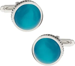 Cuff-Daddy Greek Aquamarine Blue Catseye-Style Cufflinks Business Wedding parties Greek Key Pattern Edge Blue Crystal Circular comfortable wear Jewelry Gifts for Men husband with Presentation Box