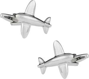 Cuff-Daddy Silver Airplane Aviation Cufflinks with Presentation Box - Christmas Idea for Pilots