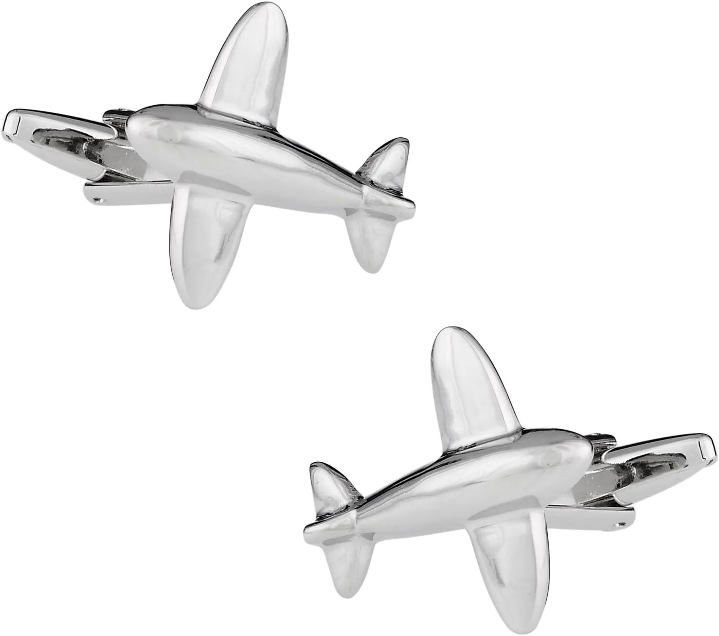 Cuff-Daddy Silver Airplane Aviation Cufflinks with Presentation Box - Christmas Idea for Pilots