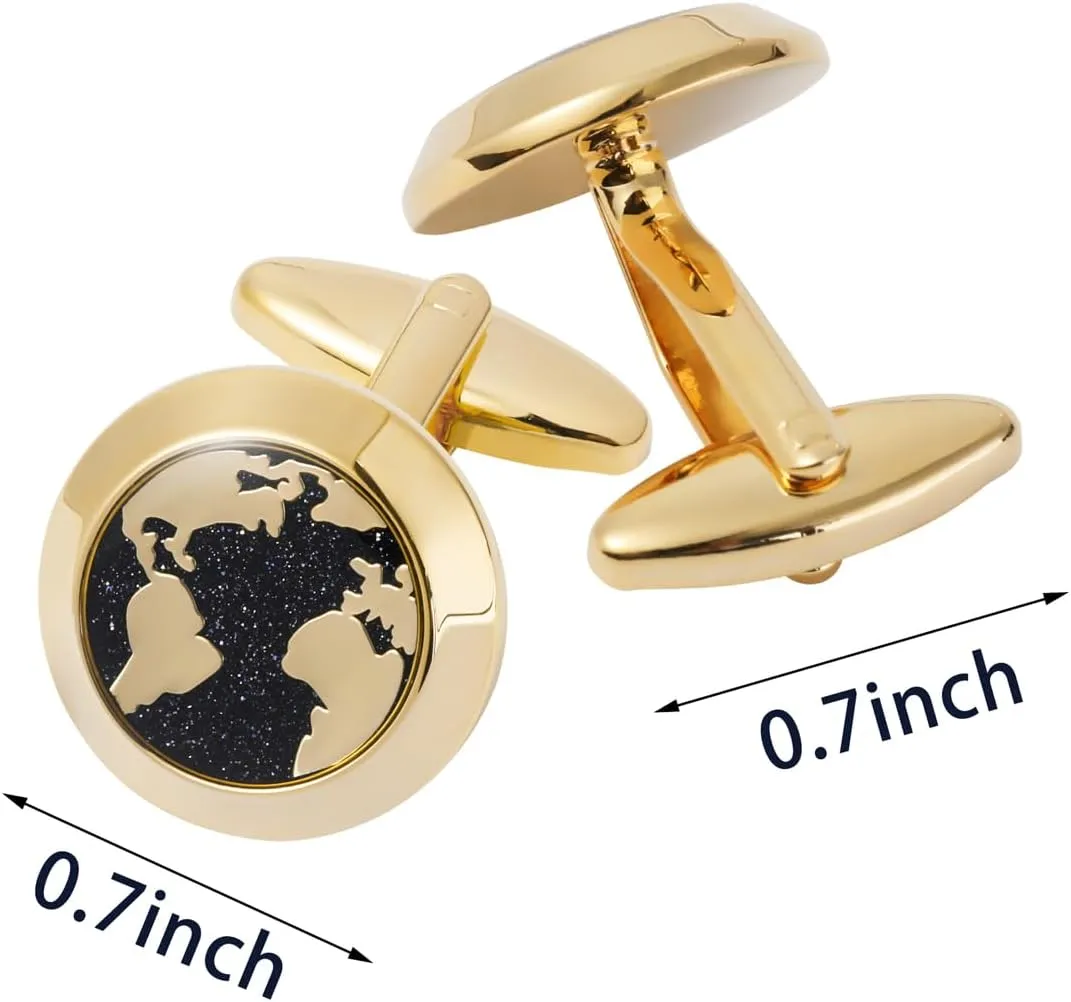 Cufflinks for Men Classic Wedding Business Shirt Cuff Links Silver Gold Black Set Gifts with Box