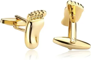Cufflinks for Men Tuxedo, Cufflinks Gold Stainless Steel Footprint for Man Business Wedding