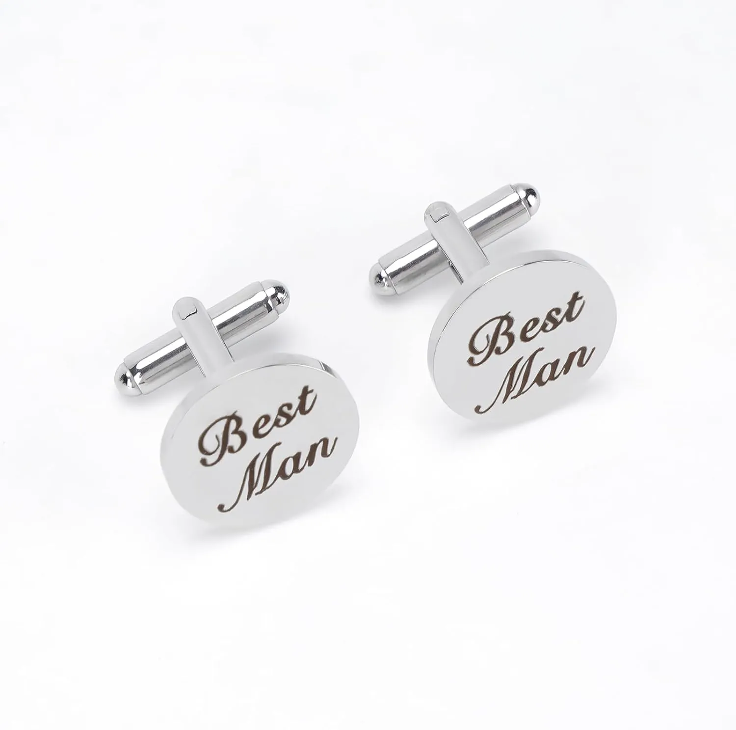 Cufflinks for Men Wedding, Silver Cufflinks for Men Wedding, Engraved Best Man Cuff Links, Anniversaty Party Accessories Gift (1Pair)