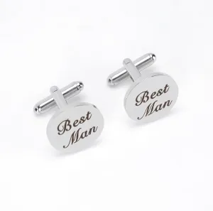 Cufflinks for Men Wedding, Silver Cufflinks for Men Wedding, Engraved Best Man Cuff Links, Anniversaty Party Accessories Gift (1Pair)