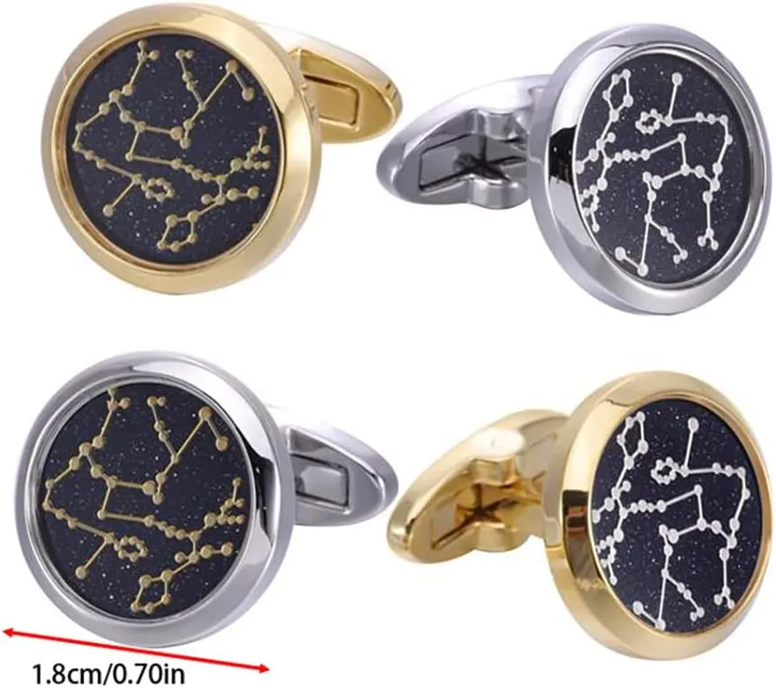 Cufflinks for Men's Tuxedo Shirt for Wedding Party Accessories - Constellations Sandstone Cufflink Women Sleeve Studs