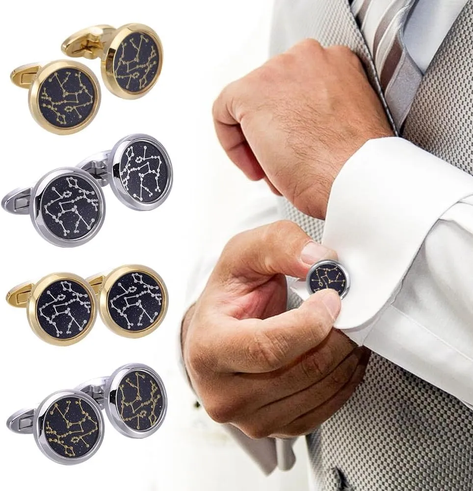 Cufflinks for Men's Tuxedo Shirt for Wedding Party Accessories - Constellations Sandstone Cufflink Women Sleeve Studs