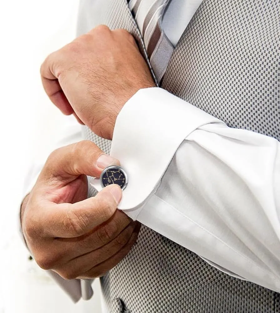 Cufflinks for Men's Tuxedo Shirt for Wedding Party Accessories - Constellations Sandstone Cufflink Women Sleeve Studs