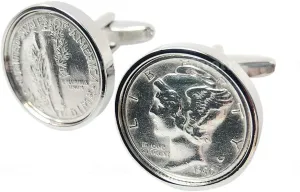Cufflinks Rhodium Plated 1940 Birthday Cufflinks 1940 Dime Cufflink Gift for Men