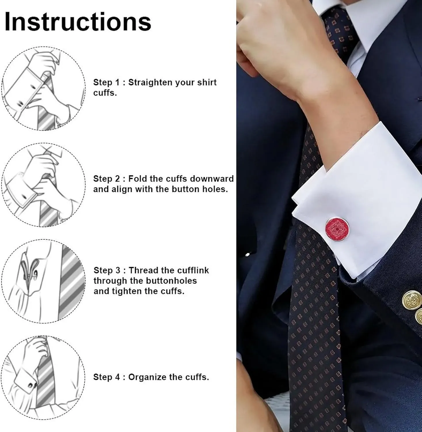 Cufflinks Studs for Men, Fashion Tuxedo Shirt Cufflinks Studs for Wedding Business Accessories