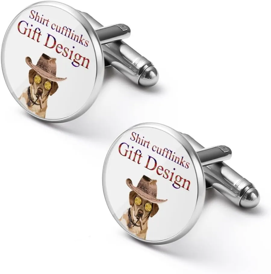 Custom 2pcs Photo Shirt Cufflinks, Personalized Initials Memorial Cufflinks Design Your Image Text Round Cufflinks for Staff Groom Bride Wedding Birthday