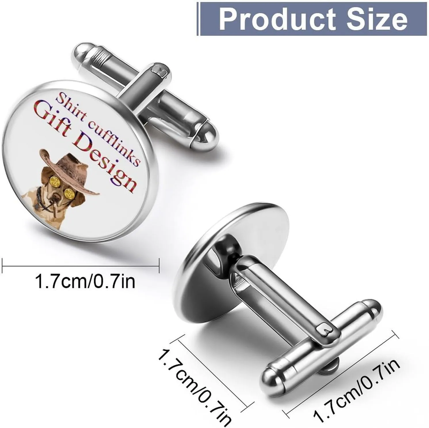 Custom 2pcs Photo Shirt Cufflinks, Personalized Initials Memorial Cufflinks Design Your Image Text Round Cufflinks for Staff Groom Bride Wedding Birthday