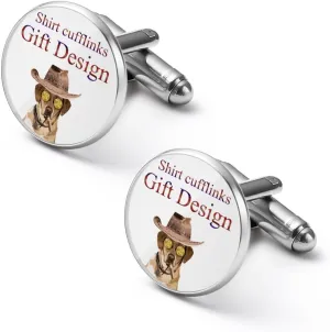 Custom 2pcs Photo Shirt Cufflinks, Personalized Initials Memorial Cufflinks Design Your Image Text Round Cufflinks for Staff Groom Bride Wedding Birthday