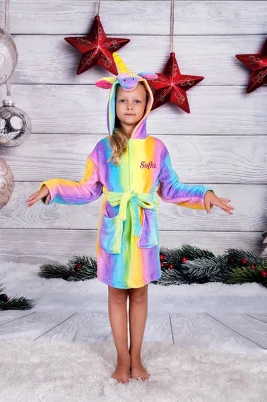 Custom Cozy Plush Unicorn Bathrobes for kids