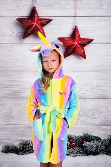 Custom Cozy Plush Unicorn Bathrobes for kids