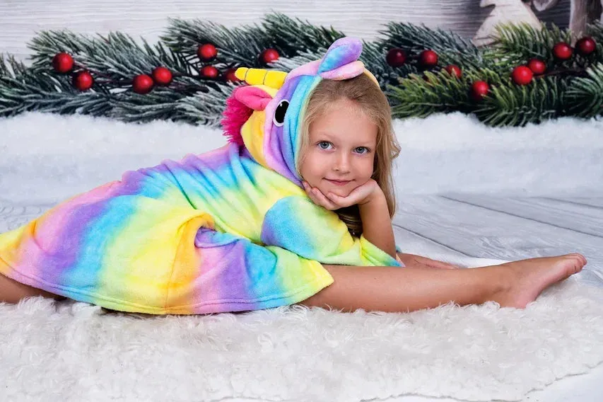 Custom Cozy Plush Unicorn Bathrobes for kids