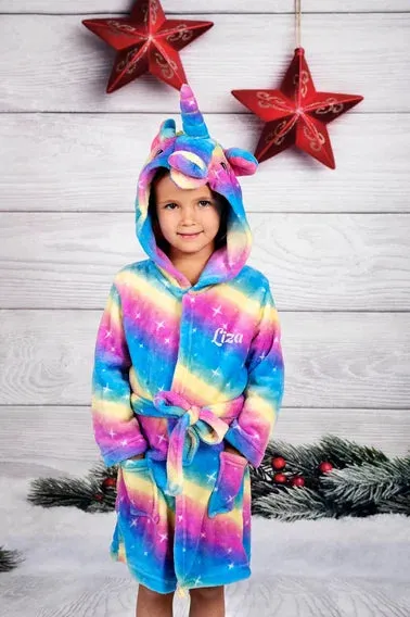 Custom Cozy Plush Unicorn Bathrobes for kids