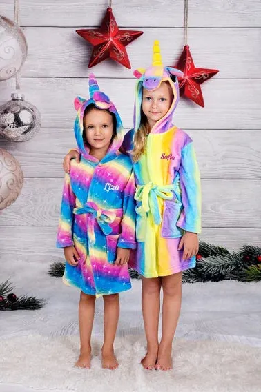 Custom Cozy Plush Unicorn Bathrobes for kids