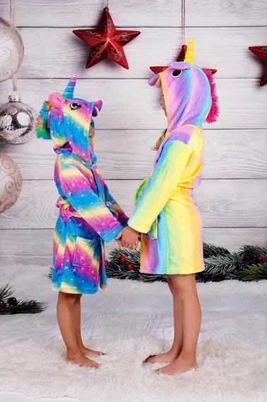 Custom Cozy Plush Unicorn Bathrobes for kids