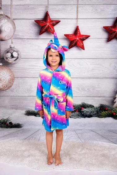 Custom Cozy Plush Unicorn Bathrobes for kids