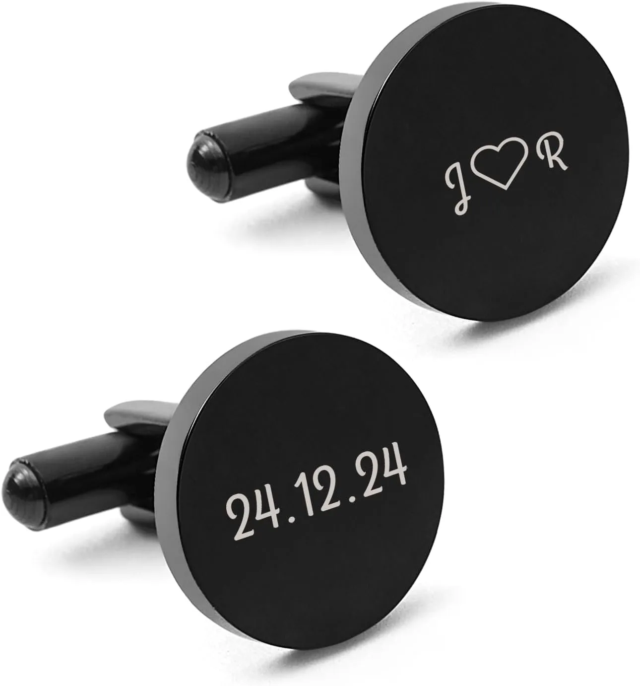 Custom Cuff Links Mens - Personalized Classic Stainless Steel Initial Tuxedo Cufflinks and Studs Set Engraved Text Cufflinks Business Wedding Valentine's Day Gifts for Men