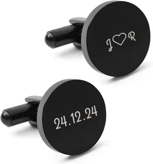 Custom Cuff Links Mens - Personalized Classic Stainless Steel Initial Tuxedo Cufflinks and Studs Set Engraved Text Cufflinks Business Wedding Valentine's Day Gifts for Men