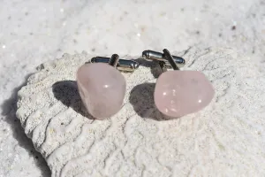 Custom Rose Quartz Stone Cufflinks