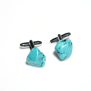 Custom Turquoise Stone Cufflinks - 1 Set - Made to Order