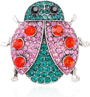 Cute Ladybug Brooch for Women Men Crystal Insect Lapel Pin Clip Backpacks Badge Fashion Cubic Zirconia Brooches Corsage Pins Collection Accessories for Clothes Dainty Rhinestone Jewelry Holiday