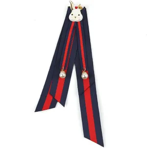 Cute Rabbit Bow Tie Brooch Pins Pre-Tied NeckTie Brooch Pin Striped Ribbon Bow Tie for Women Girls Ceremony Wedding Party