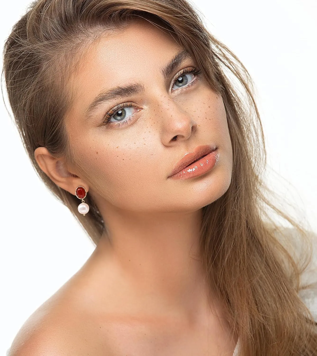 DAILY VIBES 14K Gold Freshwater Pearl Drop Earrings Dangle Dainty Long White Cultured Baroque Pearl Earrings for Women Statement Stud Ball Chain Tassel Jewelry for Bridal Wedding