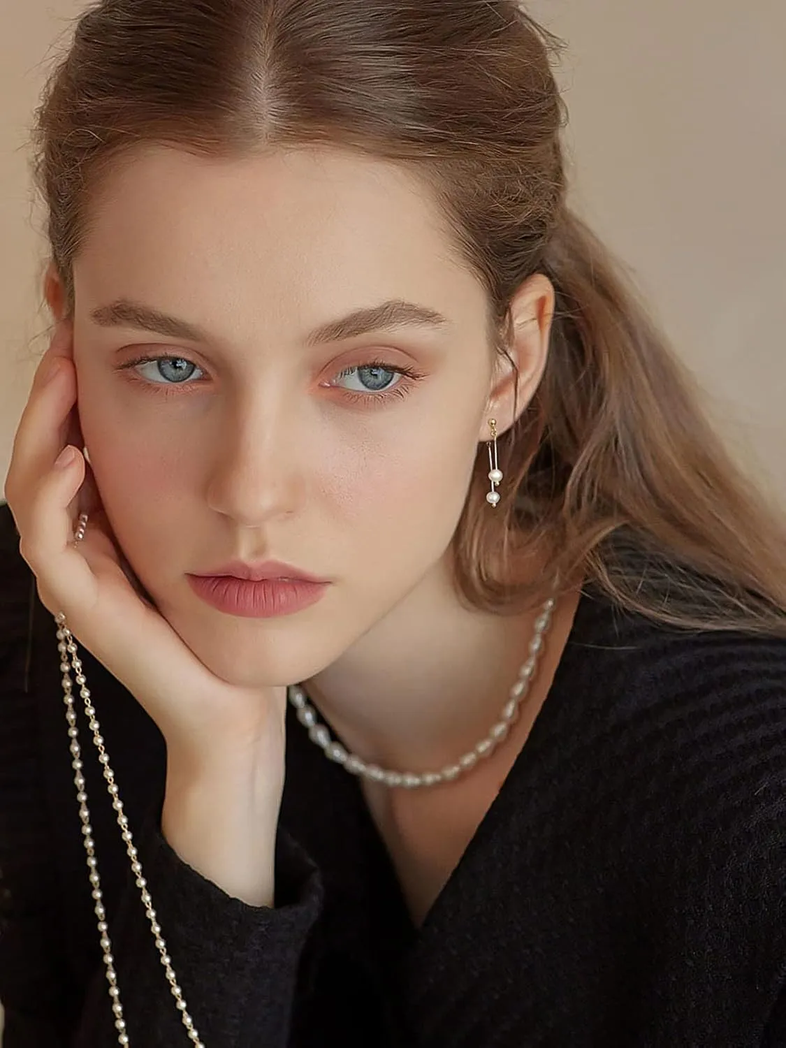 DAILY VIBES 14K Gold Freshwater Pearl Drop Earrings Dangle Dainty Long White Cultured Baroque Pearl Earrings for Women Statement Stud Ball Chain Tassel Jewelry for Bridal Wedding