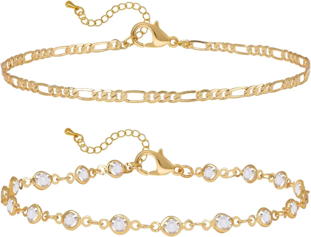 Dainty Ankle Bracelets for Women 18K Gold Plated Layered Pearl Anklet for Women Satellite Beads Dot Cuban Chain Summer Beach Foot Jewelry Gifts