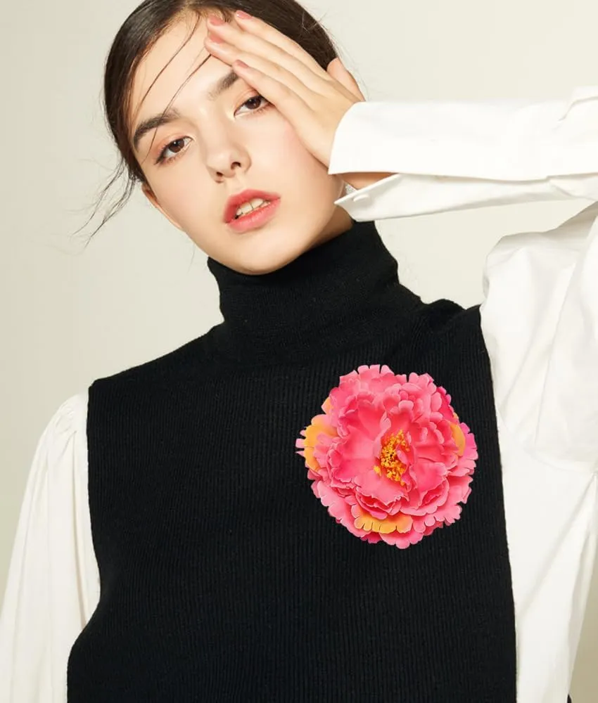 Dainty Big Peony Flower Brooches Pins Flowers Brooch Classic for Wedding Party Dance Banquet for Women Lapel Pins Dress Suit Clothes Accessories Jewelry Valentine's Day Christmas Gifts 120mm