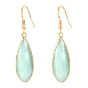 Dainty Teardrop Green Stone Gold earrings for Women Trendy Hypoallergenic Dangle Earrings for Women 14K Gold Plated Womens Turquoise Earrings Valentine Gifts for Girls (Green Stone Earrings)