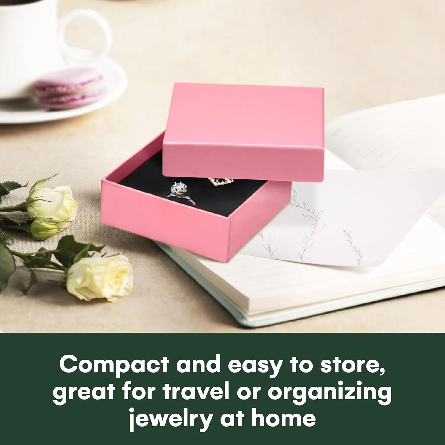Dawhud Direct Small Jewelry Gift Boxes - Cardboard Jewelry Packaging Box - for Earrings, Necklace, bracelet, and Wedding Ring - Small Compact in Size, Simple and Elegant Present Box