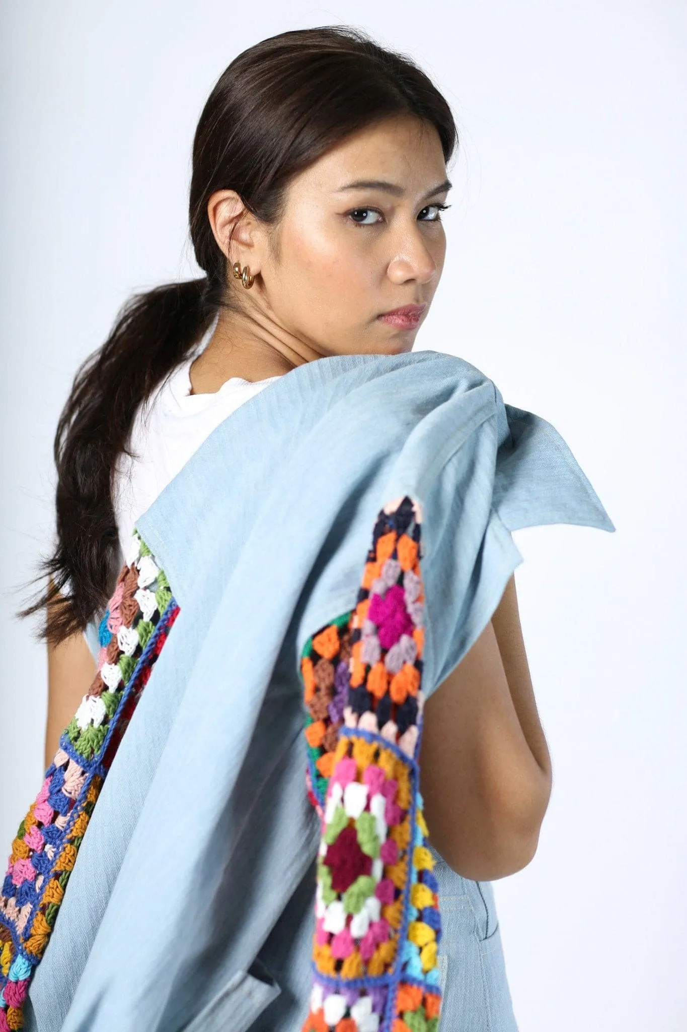 DENIM CROCHET SLEEVE JACKET NIALA