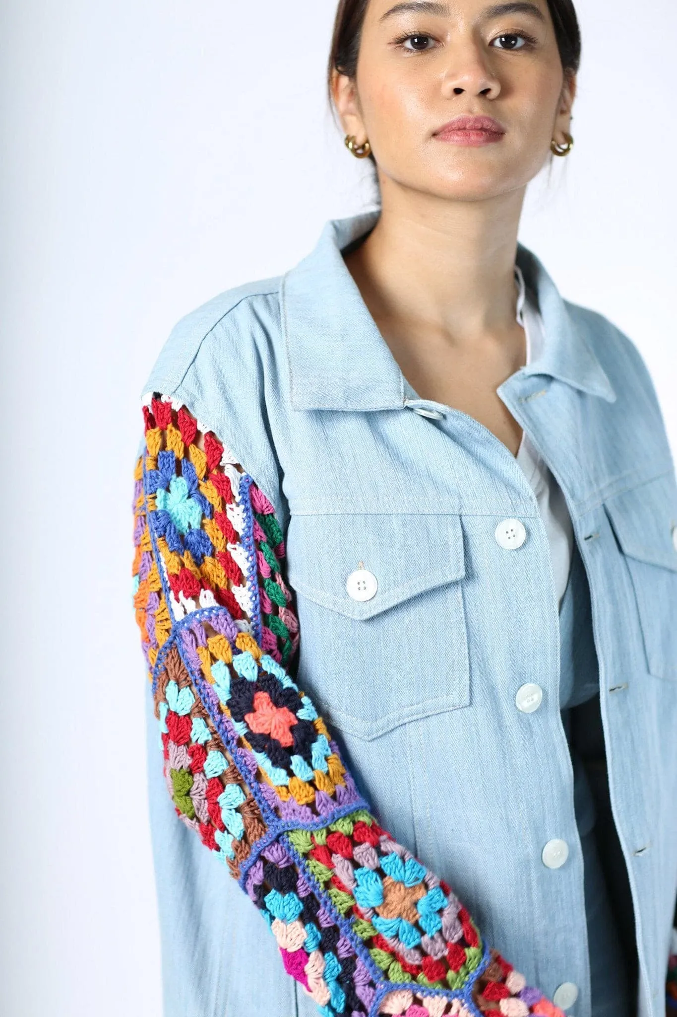 DENIM CROCHET SLEEVE JACKET NIALA