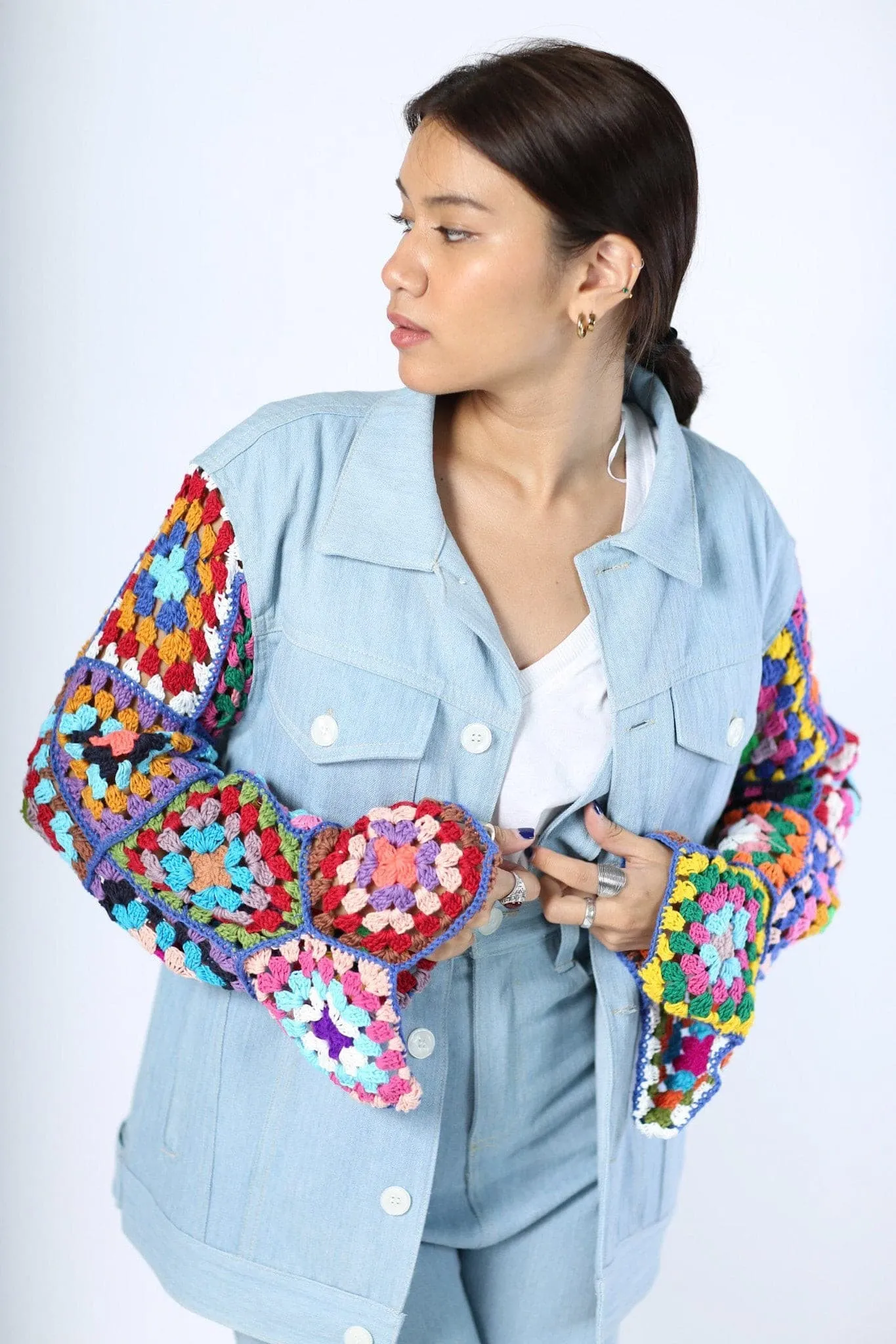 DENIM CROCHET SLEEVE JACKET NIALA