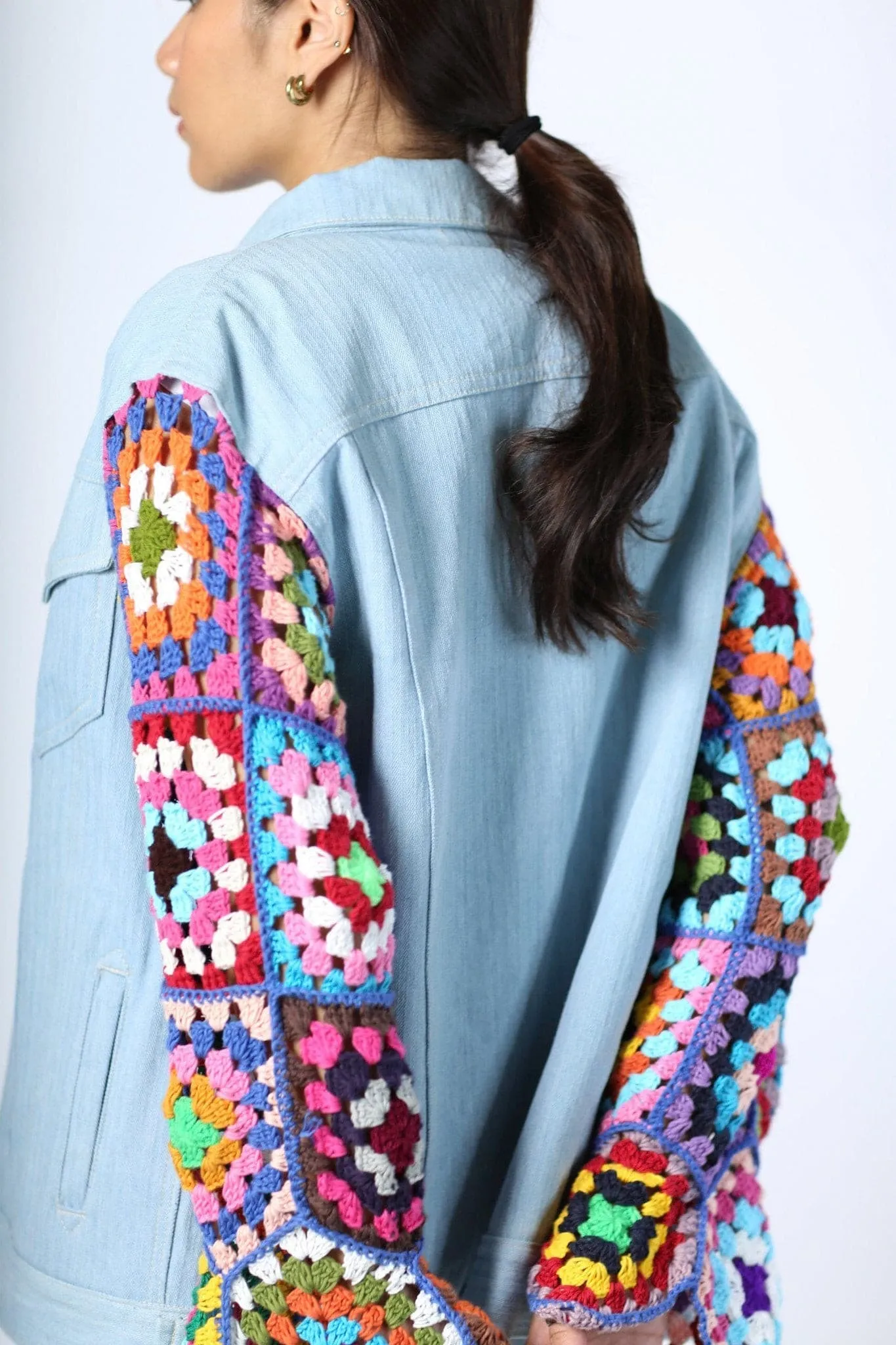 DENIM CROCHET SLEEVE JACKET NIALA
