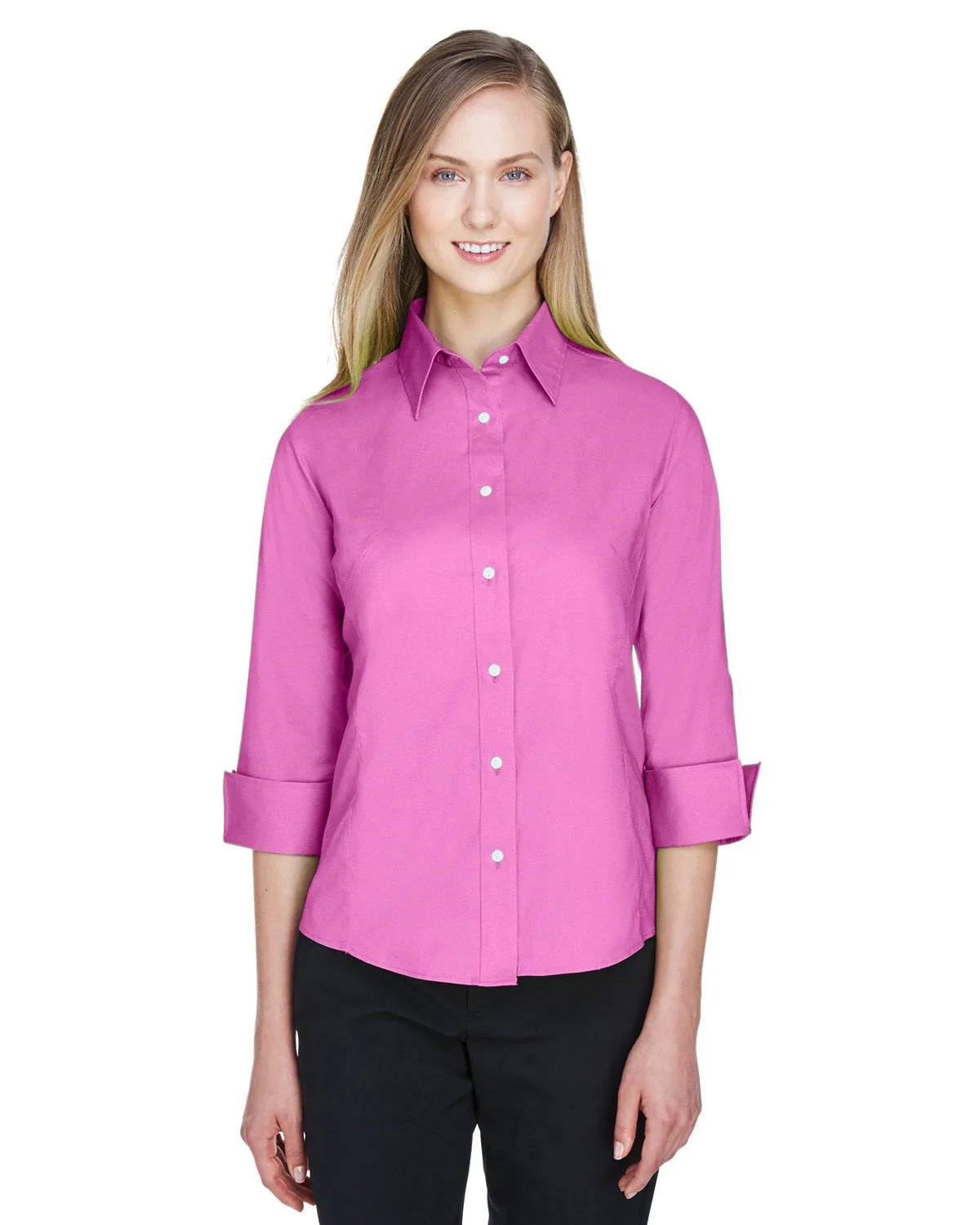Devon & Jones Ladies' Perfect Fit™ 3/4-Sleeve Stretch Poplin Blouse