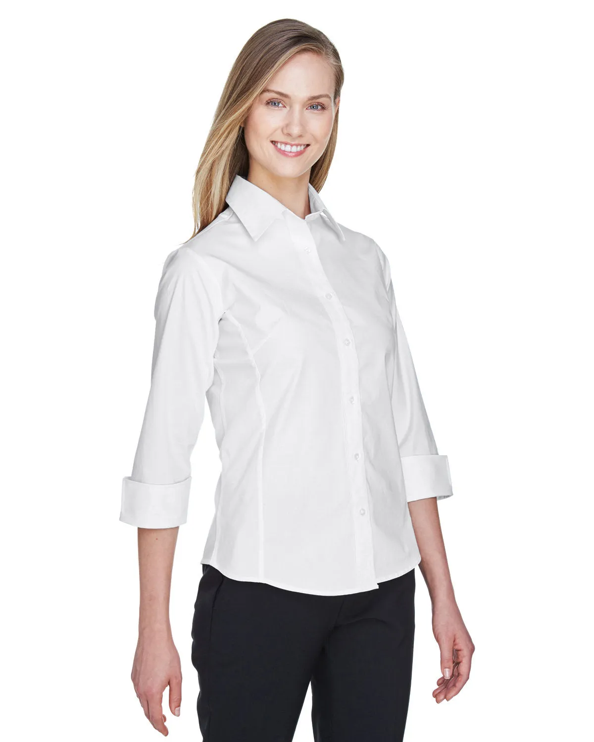 Devon & Jones Ladies' Perfect Fit™ 3/4-Sleeve Stretch Poplin Blouse