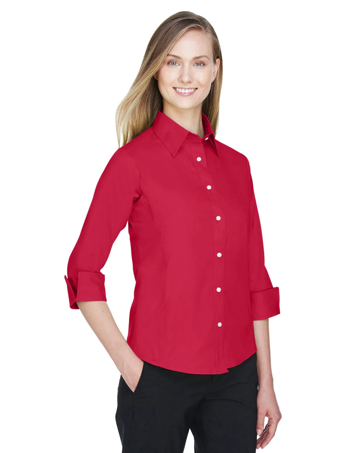 Devon & Jones Ladies' Perfect Fit™ 3/4-Sleeve Stretch Poplin Blouse
