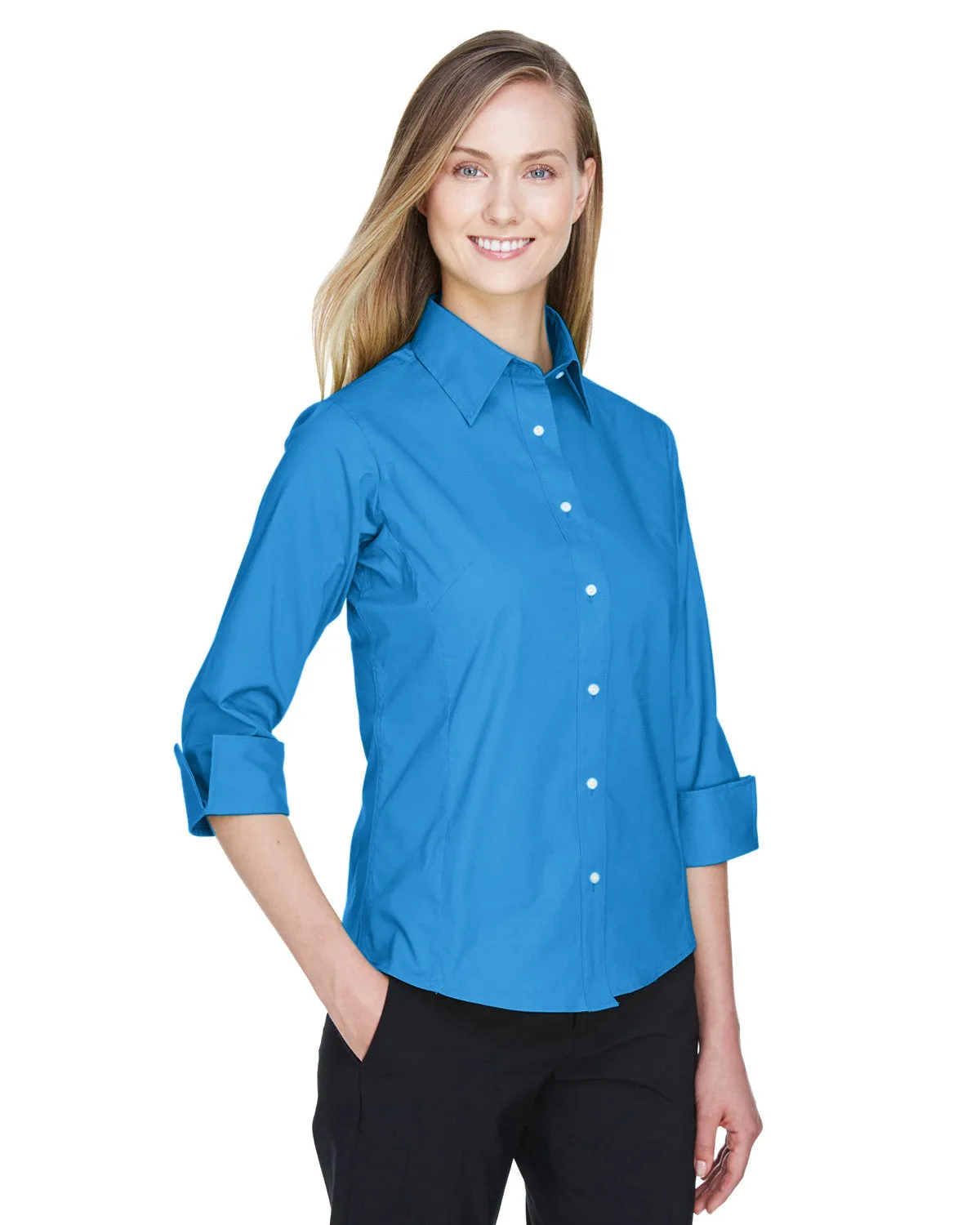 Devon & Jones Ladies' Perfect Fit™ 3/4-Sleeve Stretch Poplin Blouse